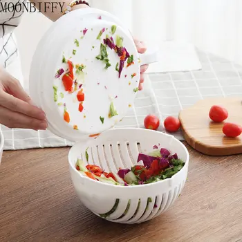  Удобная чаша для нарезки салатов из фруктов и овощей, многофункциональное кухонное сито, держатель для хранения фильтра