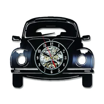  Часы с виниловой пластинкой в форме автомобиля, креативная мода, классическое украшение для дома в античном стиле, светодиодные настенные часы