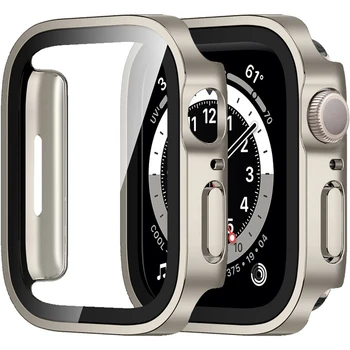  Чехол Для Apple Watch 7 8 45 мм 41 мм 49 мм 44 мм 40 мм с прямым краем Защитная крышка экрана Чехол iWatch series 5 SE 6 7 8 Ultra 49 мм
