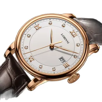  Швейцарский люксовый бренд LOBINNI, ультратонкие японские кварцевые мужские часы 7 мм, сапфировые водонепроницаемые парные часы с бриллиантами L3012M