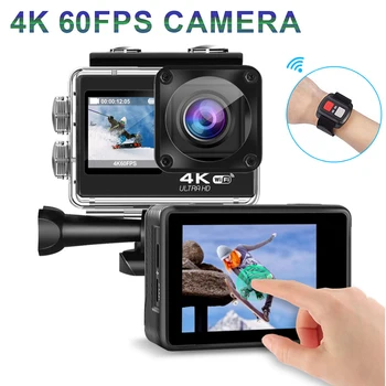  Экшн-камера 4K 60FPS Камеры 24MP 2.0 Сенсорный ЖК-дисплей 4X EIS С Двойным экраном WiFi Веб-камера Водонепроницаемый Шлем Спортивный Видеорегистратор Pro Cam Recorder