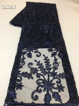  Элегантная французская Сетчатая Кружевная ткань Африканская Вышивка В Нигерийском стиле С блестками Ткань Для свадебного платья CD5241